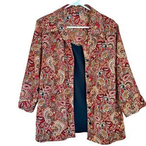 Notations Paisley Layered 2fer Top Plus Size 2X Button Down Boho Career Office